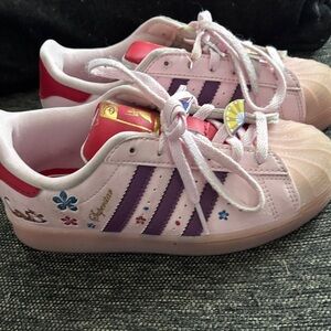 Adidas Kids Pink and Purple Disney Mulan Floral Sneakers little kids size 13